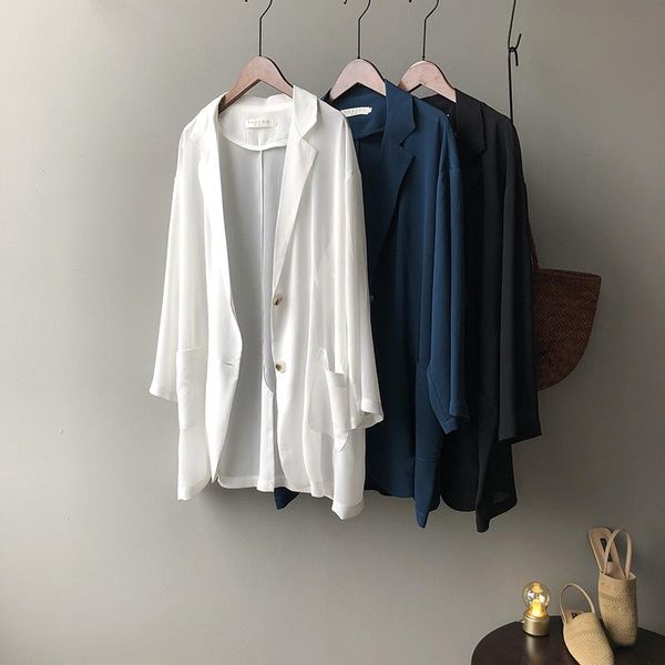 loose blazers women outwear office long sleeve single breasted vintage formal ladies thin summer blazer woman women's suits &, White;black
loose blazers women outwear office long sleeve single breasted vintage formal ladies thin summer blazer woman women's suits &, White;black