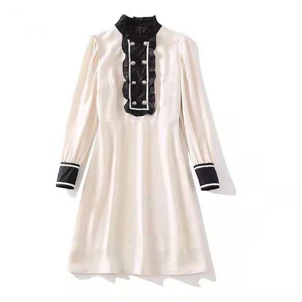 dresses european and american women's clothing 2021 style for spring long sleeves stand collar color contrast fashion button dress g3cy, Black;gray
dresses european and american women's clothing 2021 style for spring long sleeves stand collar color contrast fashion button dress g3cy, Black;gray