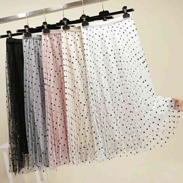skirts spring summer dot print pleated long mesh elastic waist polka dotted a-line pink white gray 5zwz, Black
skirts spring summer dot print pleated long mesh elastic waist polka dotted a-line pink white gray 5zwz, Black