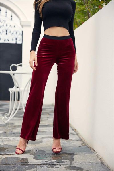 women's pants & capris spring fashion street velvet stretch high waist casual women, was thin and versatile solid color wide leg ladies, Black;white
women's pants & capris spring fashion street velvet stretch high waist casual women, was thin and versatile solid color wide leg ladies, Black;white