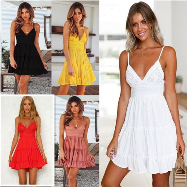 casual dresses european and american lace suspender stitching women's dress with backless bow princess, Black;gray
casual dresses european and american lace suspender stitching women's dress with backless bow princess, Black;gray