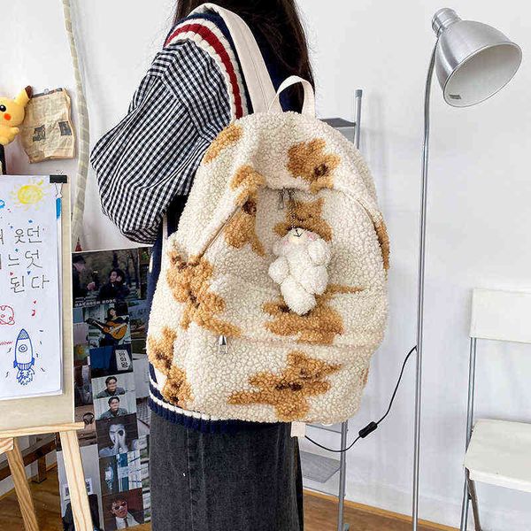 imitation lamb hair backpack women school bags for teenage girls bears print cute backpack bagpack kawaii backpack mochila mujer y1105
imitation lamb hair backpack women school bags for teenage girls bears print cute backpack bagpack kawaii backpack mochila mujer y1105