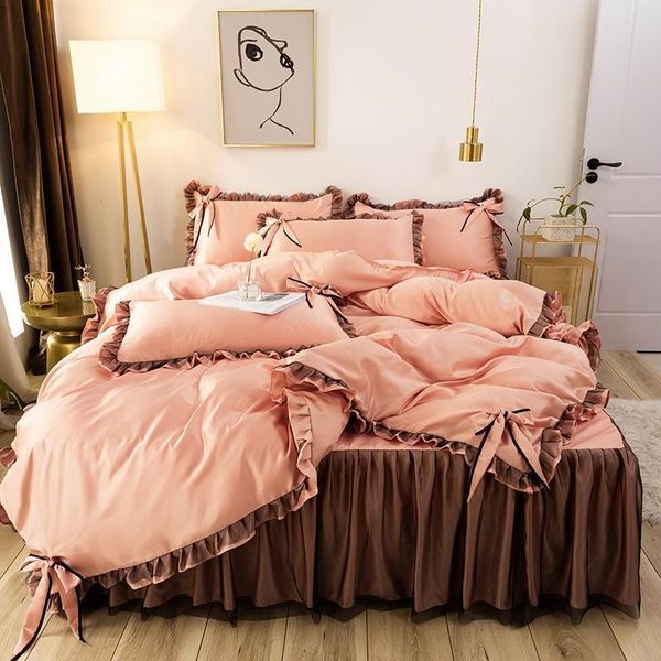 bedding sets fashion duvet cover set 4 pieces pink jade color ruffle bedclothes include bedskirt 2pcs pillowcase comforter oceania
bedding sets fashion duvet cover set 4 pieces pink jade color ruffle bedclothes include bedskirt 2pcs pillowcase comforter oceania