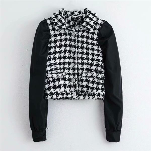women's jackets women fashion patchwork plaid za autumn tweed short laides jewelry button long sleeve outwear jacket chic rwq6, Black;brown
women's jackets women fashion patchwork plaid za autumn tweed short laides jewelry button long sleeve outwear jacket chic rwq6, Black;brown
