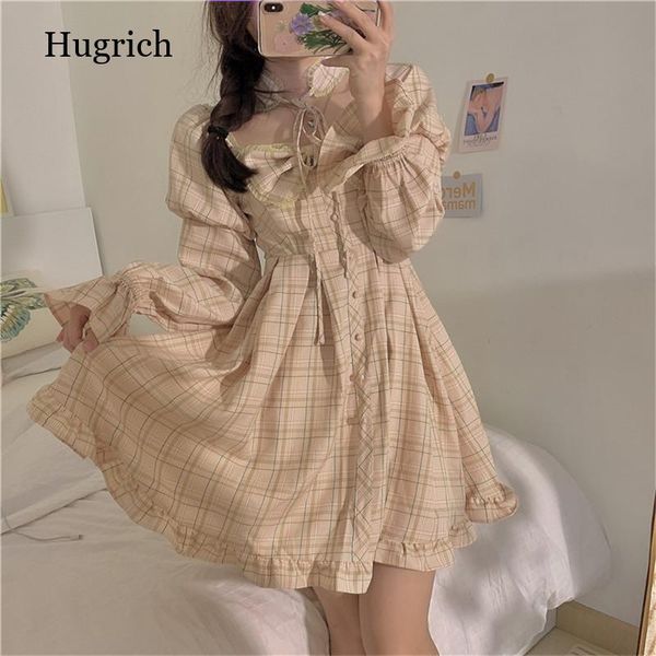 casual dresses autumn lolita style women princess dress square collar plaid bow fairy puff sleeves cute, Black;gray
casual dresses autumn lolita style women princess dress square collar plaid bow fairy puff sleeves cute, Black;gray