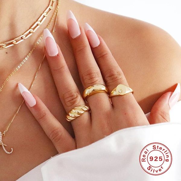 sterling silver glossy wide twist rings for women girl simple punk gold color ring party gift fine jewelry anillos cluster, Golden;silver
sterling silver glossy wide twist rings for women girl simple punk gold color ring party gift fine jewelry anillos cluster, Golden;silver