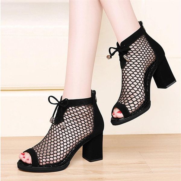 dress shoes sandals 2021 summer fish mouth back zipper thick heel suede breathable hollow women, Black
dress shoes sandals 2021 summer fish mouth back zipper thick heel suede breathable hollow women, Black