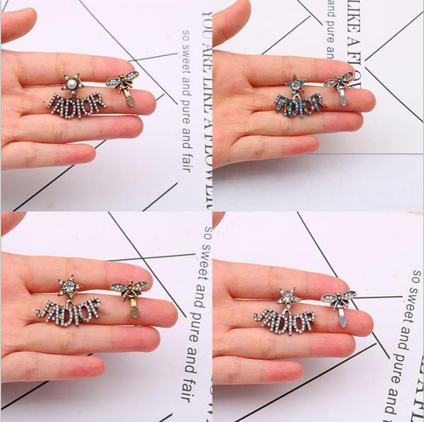 retro asymmetric bee earrings female dijia net red pop style temperament female advanced sense pearl letter earrings, Golden
retro asymmetric bee earrings female dijia net red pop style temperament female advanced sense pearl letter earrings, Golden