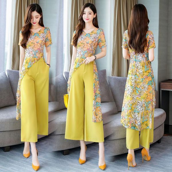 two piece dress 2021 summer 2 chiffon sets women floral long shirt blouse+long wide leg pants trousers lady suits, White
two piece dress 2021 summer 2 chiffon sets women floral long shirt blouse+long wide leg pants trousers lady suits, White
