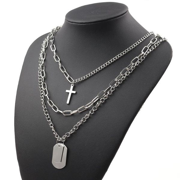 pendant necklaces fashion hip hop three layer clavicle chain men and women jewelry couple multilayer cross necklace sweater, Silver
pendant necklaces fashion hip hop three layer clavicle chain men and women jewelry couple multilayer cross necklace sweater, Silver