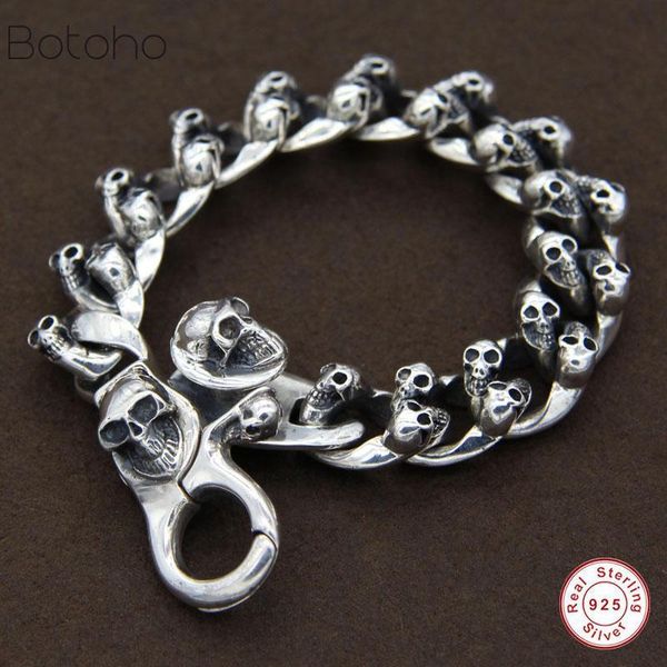 link, chain heavy thai silver men bracelets 925 sterling skeleton skull for punk vintage jewelry, Black
link, chain heavy thai silver men bracelets 925 sterling skeleton skull for punk vintage jewelry, Black