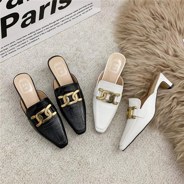spring fashion women luxury slipper mules white black low heels slides outsides lady closed square head metal buckle shoes slippers
spring fashion women luxury slipper mules white black low heels slides outsides lady closed square head metal buckle shoes slippers