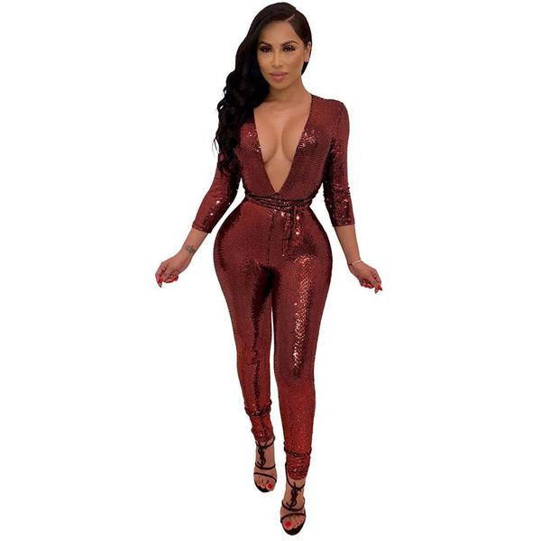 women's jumpsuits & rompers 2021 women sequined jumpsuit long sleeve deep v neck solid pattern skinny sequin club glossy bodysuits, Black;white
women's jumpsuits & rompers 2021 women sequined jumpsuit long sleeve deep v neck solid pattern skinny sequin club glossy bodysuits, Black;white