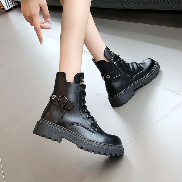 boots winter 2021 black women british style single flat ankle lace-up non-slip platform
boots winter 2021 black women british style single flat ankle lace-up non-slip platform
