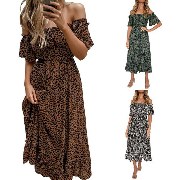 casual dresses women off shoulder dress, adults summer ruffled leopard print short sleeve boat neck, Black;gray
casual dresses women off shoulder dress, adults summer ruffled leopard print short sleeve boat neck, Black;gray