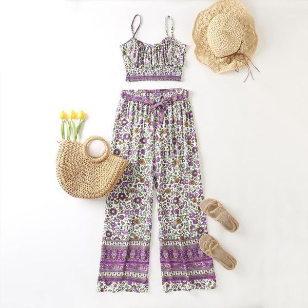 women's two piece pants jastie retro women sets floral print square neck elastic waist camisole long bohemian summer beach 2021, White
women's two piece pants jastie retro women sets floral print square neck elastic waist camisole long bohemian summer beach 2021, White