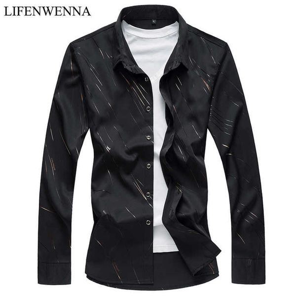 men shirts arrivals slim fit male shirt fashion brand striped printed long sleeve british style men's shirt 6xl 7xl 210528, White;black
men shirts arrivals slim fit male shirt fashion brand striped printed long sleeve british style men's shirt 6xl 7xl 210528, White;black