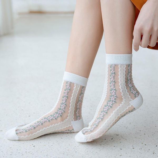 socks & hosiery korean crystal lace silk women's summer thin transparent crew ultra breathable floral print harajuku short sock, Black;white
socks & hosiery korean crystal lace silk women's summer thin transparent crew ultra breathable floral print harajuku short sock, Black;white