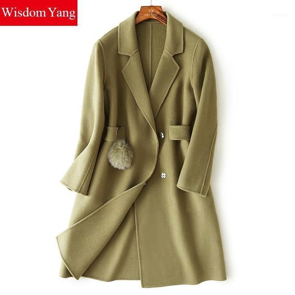 wisdom yang winter coats turndown women's sheep wool coat green black warm trench long sleeve pom woolen overcoats jackets & blends
wisdom yang winter coats turndown women's sheep wool coat green black warm trench long sleeve pom woolen overcoats jackets & blends