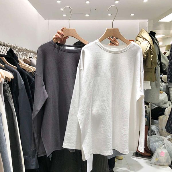 women's sweaters net red ins super fire long sleeve t-shirt spring and autumn solid color with bottom coat korean fashion students wear, White;black
women's sweaters net red ins super fire long sleeve t-shirt spring and autumn solid color with bottom coat korean fashion students wear, White;black