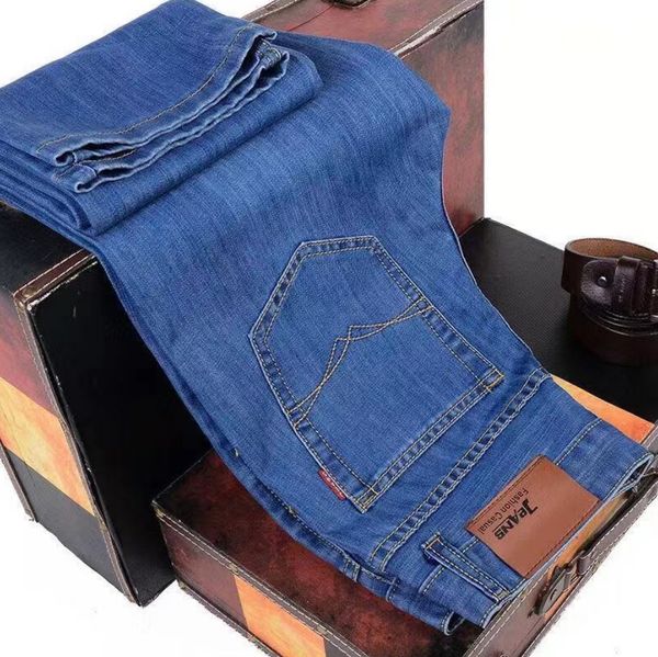 jeans spring and autumn straight loose men's casual work pants, Blue
jeans spring and autumn straight loose men's casual work pants, Blue