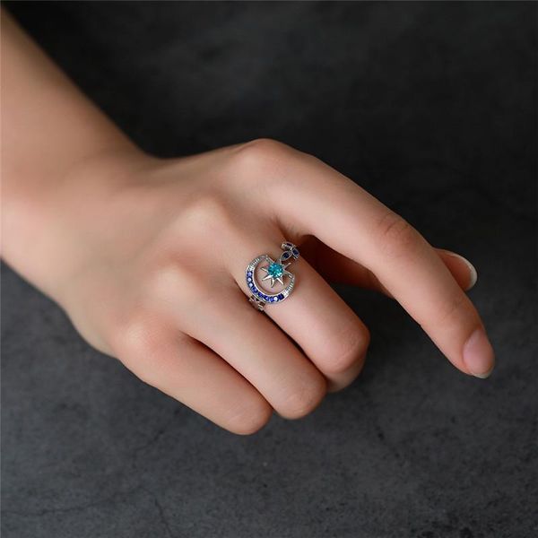 bright blue moon star opening rings rhinestone copper index finger ring european women geometric punk gift hand jewelry fashion accessories, Golden;silver
bright blue moon star opening rings rhinestone copper index finger ring european women geometric punk gift hand jewelry fashion accessories, Golden;silver