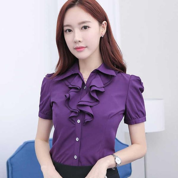 women's blouses & shirts short-sleeved shirt round neck flounce professional chiffon slim korean style bottoming half-sleeved, White
women's blouses & shirts short-sleeved shirt round neck flounce professional chiffon slim korean style bottoming half-sleeved, White
