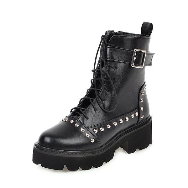 boots rivet military women lace up black leather ankle mid heel goth style short for autumn 889
boots rivet military women lace up black leather ankle mid heel goth style short for autumn 889