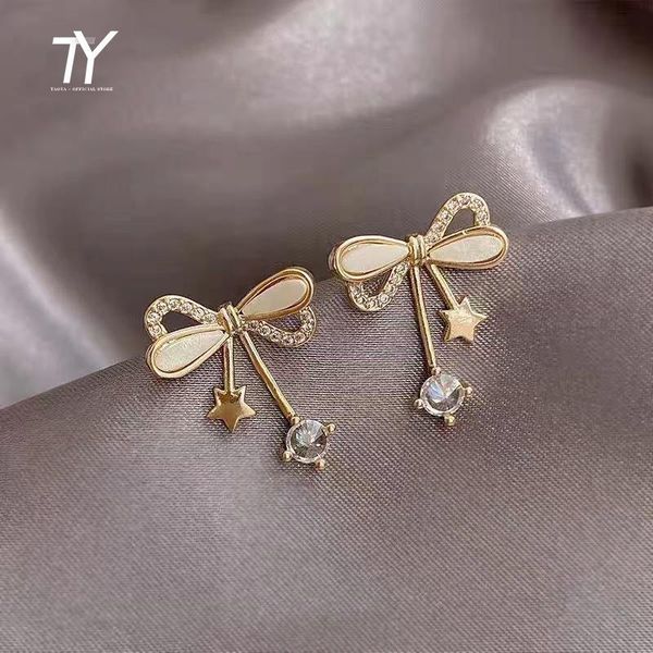 elegant bow zircon pendant gold stud earrings for woman fashion korean jewelry party girl's exquisite luxury, Golden;silver
elegant bow zircon pendant gold stud earrings for woman fashion korean jewelry party girl's exquisite luxury, Golden;silver