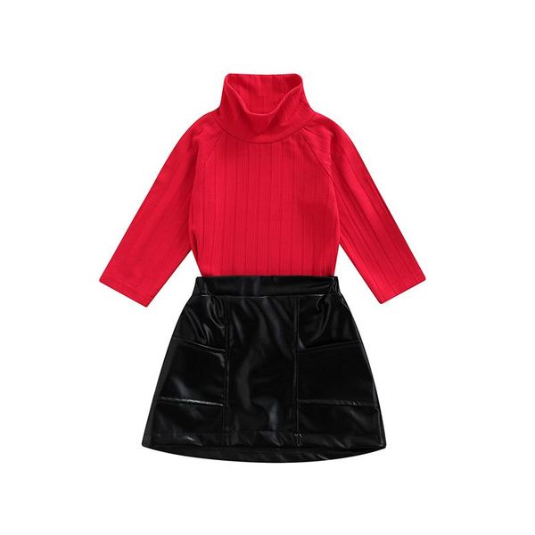 clothing sets 2 pcs infant solid color outfits, girls casual long sleeve high collar pullover + leather skirt, White
clothing sets 2 pcs infant solid color outfits, girls casual long sleeve high collar pullover + leather skirt, White