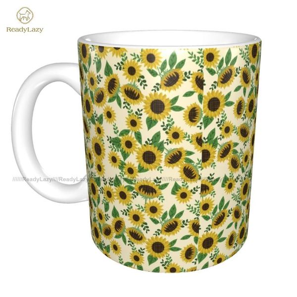 mugs sunflower mug cute porcelain cappuccino cups