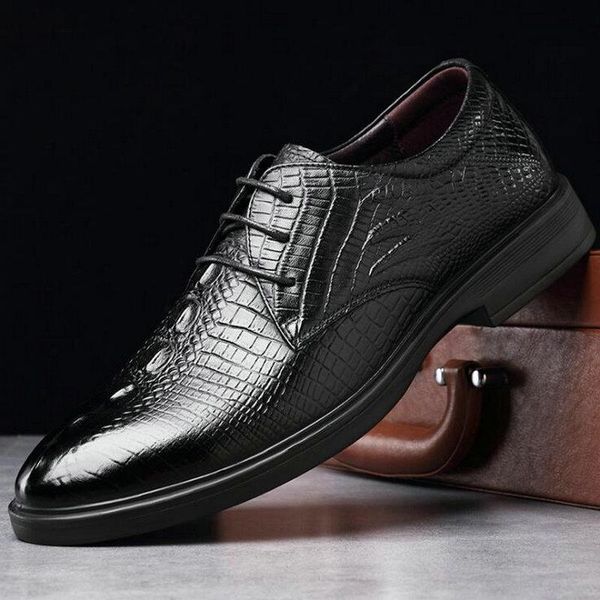 dress shoes men's oxford men pointed toe pu leather business lace-up crocodile pattern c21-30, Black
dress shoes men's oxford men pointed toe pu leather business lace-up crocodile pattern c21-30, Black