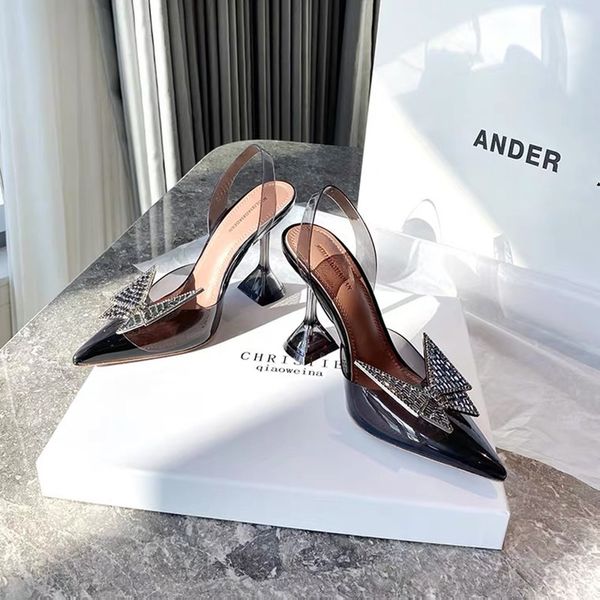 sandals 2021 spring and summer style rhinestone bow pvc transparent plastic pointed toe hollow high heel sandals women, Black
sandals 2021 spring and summer style rhinestone bow pvc transparent plastic pointed toe hollow high heel sandals women, Black