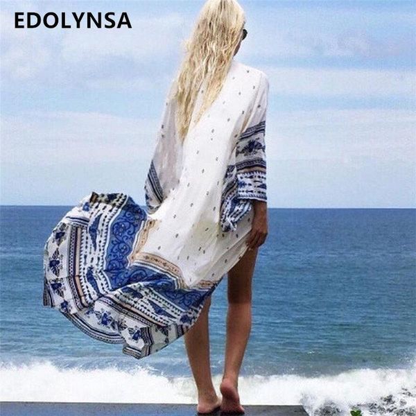 women's blouses & shirts boho summer 2021 arrival women loose long sleeve print kimono cardigan blusas beach thin outerwear #n14, White
women's blouses & shirts boho summer 2021 arrival women loose long sleeve print kimono cardigan blusas beach thin outerwear #n14, White