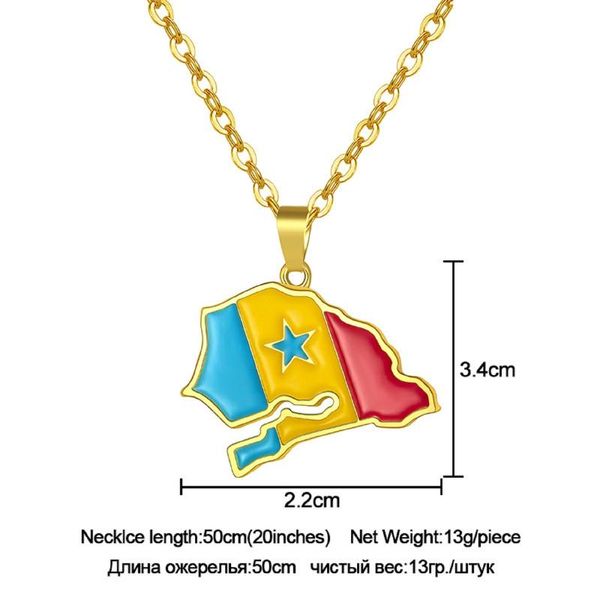 pendant necklaces flag senegal country necklace stainless steel chain men's and women's fashion jewelry, Silver