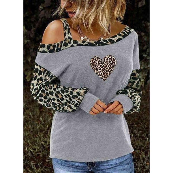women's clothing t-shirts leopard valentine's day slanted shoulder leopard print love long sleeve t-shirts pullover 210515, White
women's clothing t-shirts leopard valentine's day slanted shoulder leopard print love long sleeve t-shirts pullover 210515, White