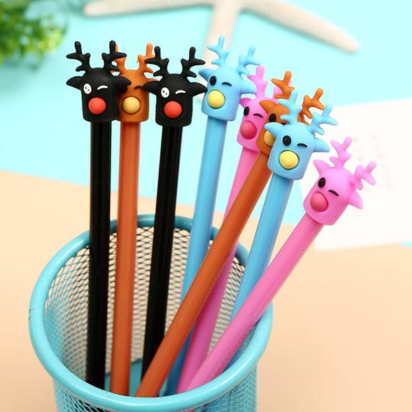 gel pens 48pcs/pack 0.5mm black ink creative cartoon deer students pen water sign christmas