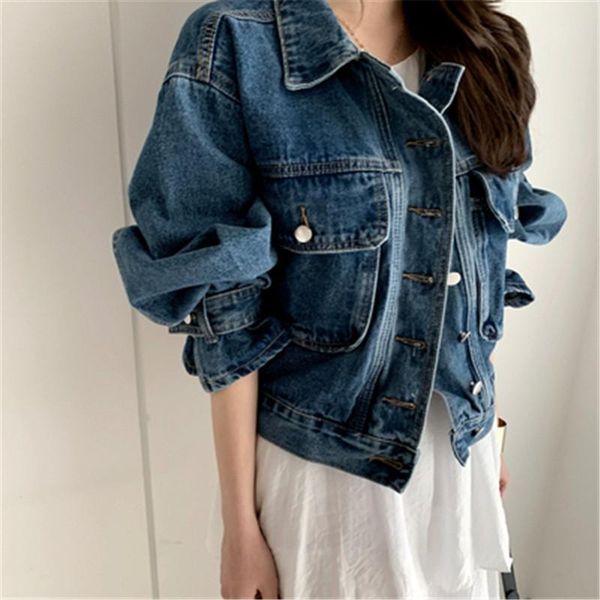 women's jackets 2021 arrivals women demin korean chic turn-down collar vintage outwears young style coats, Black;brown
women's jackets 2021 arrivals women demin korean chic turn-down collar vintage outwears young style coats, Black;brown
