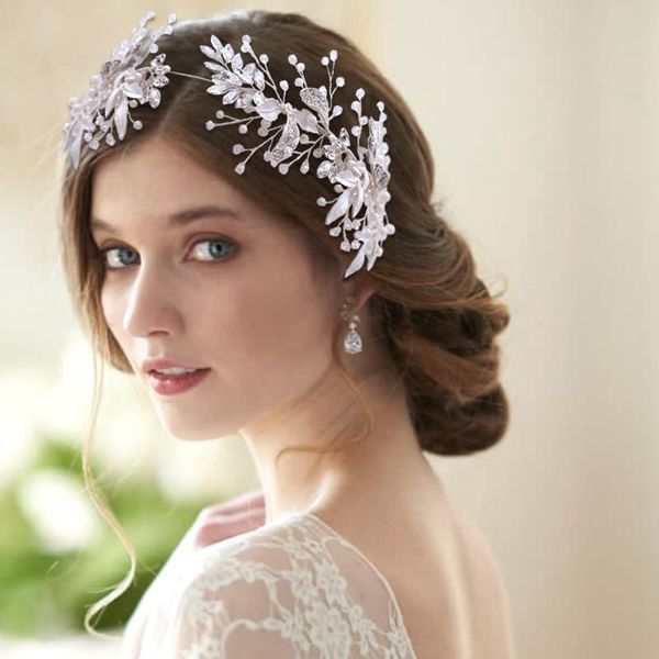 headpieces romantic alloy leaf bridal tiara wedding pearl hair jewelry crystal ornaments for women, Silver
headpieces romantic alloy leaf bridal tiara wedding pearl hair jewelry crystal ornaments for women, Silver