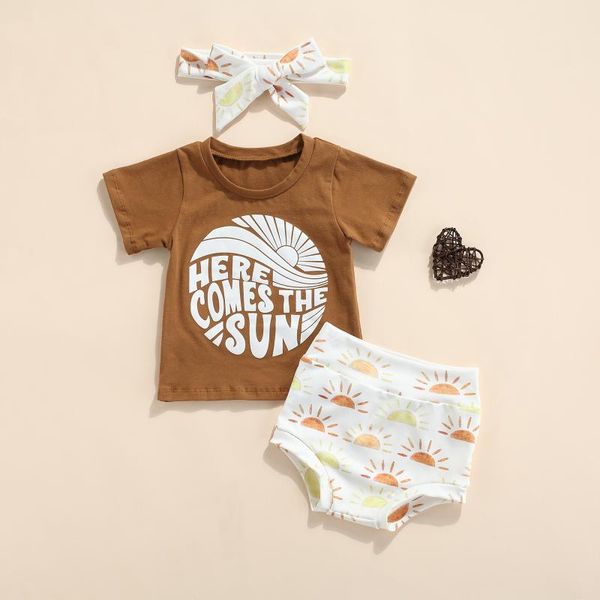 clothing sets infant baby girls summer outfits short sleeve letter sun print + shorts headband 3pcs toddler kids casual set, White
clothing sets infant baby girls summer outfits short sleeve letter sun print + shorts headband 3pcs toddler kids casual set, White
