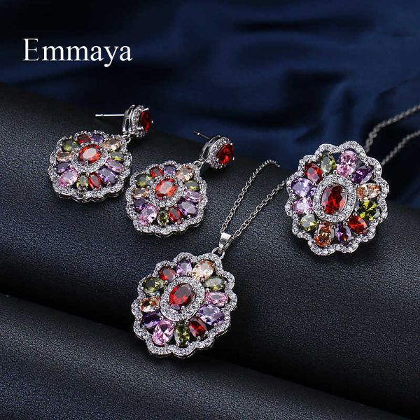 emmaya brand luxury elegance charm aaa cubic multicolor zircon two colors necklace sets for women popular wedding jewelry gift h1022, Silver
emmaya brand luxury elegance charm aaa cubic multicolor zircon two colors necklace sets for women popular wedding jewelry gift h1022, Silver