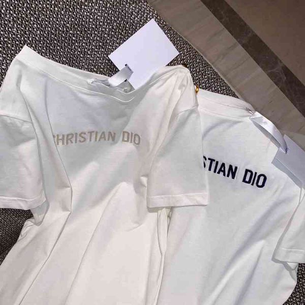 2022 factory wholesale new model summer casual loose and versatile temperament gold thread letter round neck pullover t-shirt women, White
2022 factory wholesale new model summer casual loose and versatile temperament gold thread letter round neck pullover t-shirt women, White