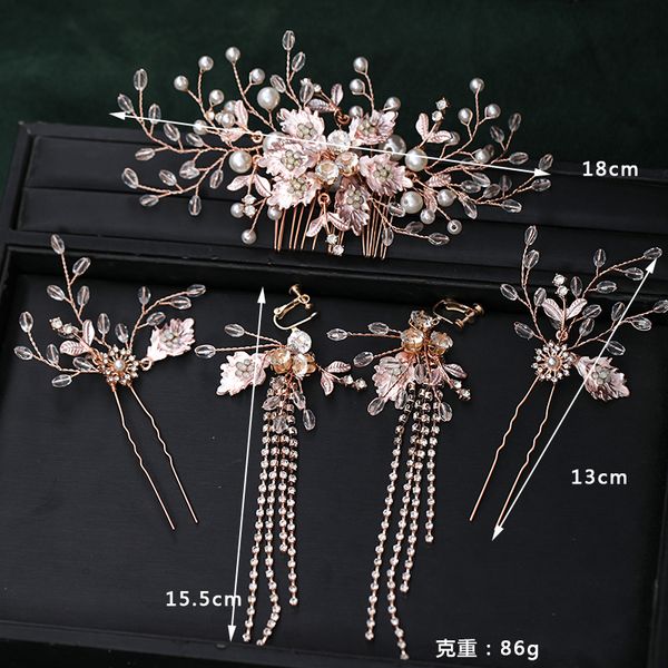 five-piece fashion rose gold wedding hair comb flower tiara handmade pearl headdress prom earrings hair clip bridal hair jewelrdio chan cont, White;golden
five-piece fashion rose gold wedding hair comb flower tiara handmade pearl headdress prom earrings hair clip bridal hair jewelrdio chan cont, White;golden