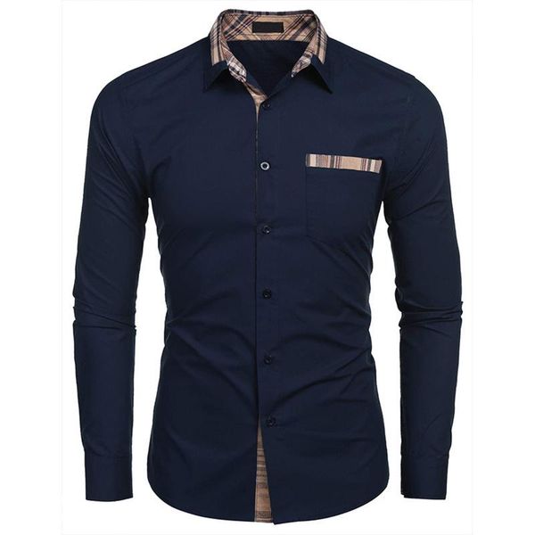 men's casual shirts fashion men slim patchwork long sleeve business comfortable turn down collar button blouse camisa#g3, White;black
men's casual shirts fashion men slim patchwork long sleeve business comfortable turn down collar button blouse camisa#g3, White;black