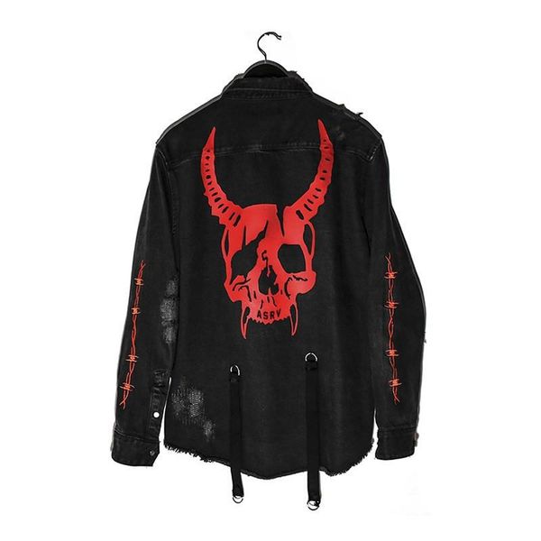 men's jackets hip hop denim jacket men gothic skull printed embroidery hole ripped streetwear harajuku rock punk vintage jeans, Black;brown
men's jackets hip hop denim jacket men gothic skull printed embroidery hole ripped streetwear harajuku rock punk vintage jeans, Black;brown