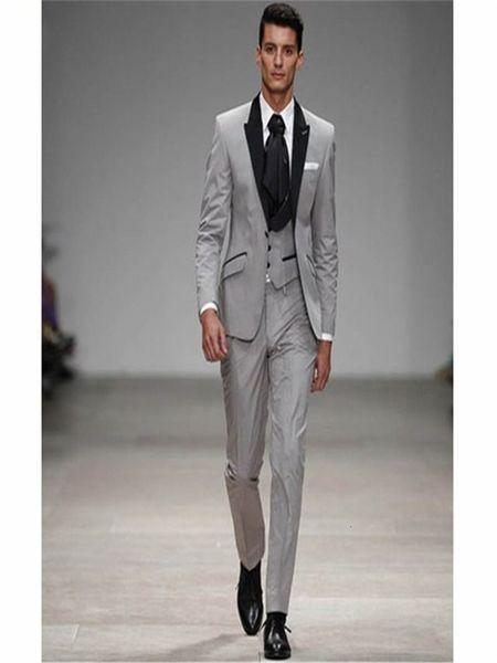 men's suits & blazers suits custom-made light gray with black lapel groom tuxedo man blazer prom (jacket + pants vest), White;black
men's suits & blazers suits custom-made light gray with black lapel groom tuxedo man blazer prom (jacket + pants vest), White;black