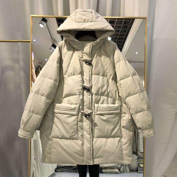 yumu loose horn down jacket women's medium and long cocoon thickened in winter, Black
yumu loose horn down jacket women's medium and long cocoon thickened in winter, Black