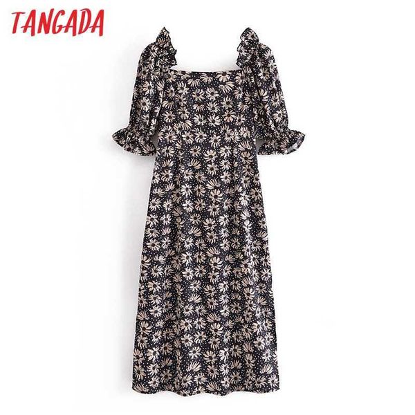 tangada summer women print french style dress puff short sleeve ladies midi dress vestidos 3a150 210609, Black;gray
tangada summer women print french style dress puff short sleeve ladies midi dress vestidos 3a150 210609, Black;gray