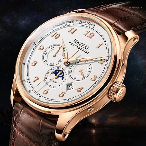 hezeal 42mm automatic watch moon phase power reserve men waterproof seagull mechanical gift wristwatches, Slivery;brown
hezeal 42mm automatic watch moon phase power reserve men waterproof seagull mechanical gift wristwatches, Slivery;brown