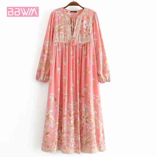v-neck long-sleeved national style pink plant sweet print tassel bohemian women's dress harajuku fresh beach resort chic female 210507, Black;gray
v-neck long-sleeved national style pink plant sweet print tassel bohemian women's dress harajuku fresh beach resort chic female 210507, Black;gray